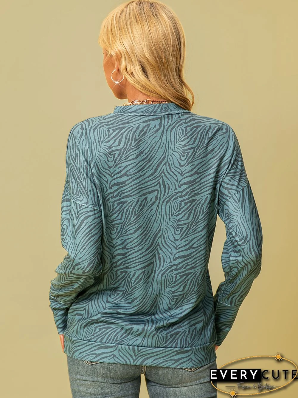 long sleeve shift zebra Tops