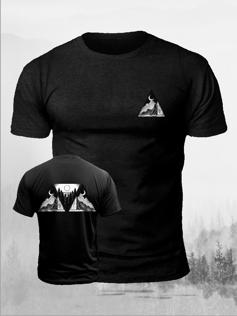 Men's Geometric Abstract Mountain Short-Sleeved Shirt