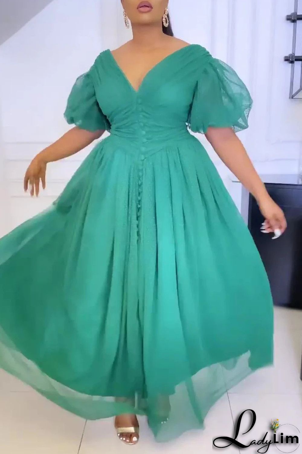 Purple Fashion Casual Solid Split Joint V Neck A Line Dresses