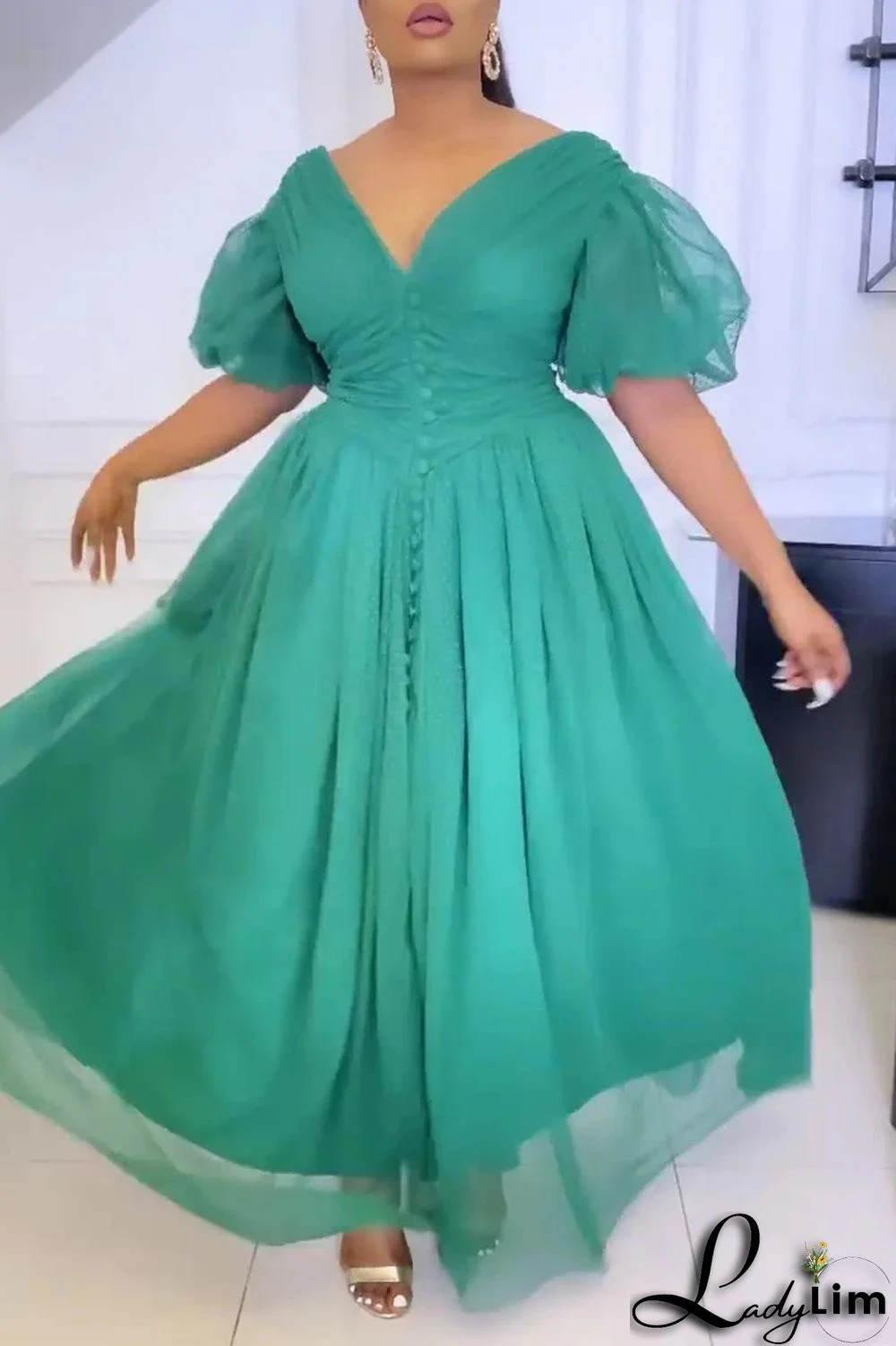 Purple Fashion Casual Solid Split Joint V Neck A Line Dresses