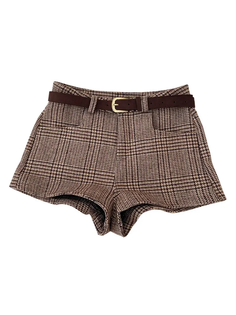 Breakj Breakj Fashion Lattice Hair, High Waist Thin Suit Shorts Wide Leg Pants Slacks Trousers Boots Trousers