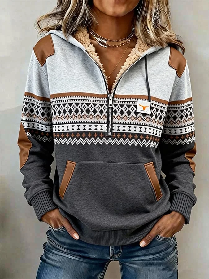 Women'S Casual Loose Printed Hooded Sweatshirt 