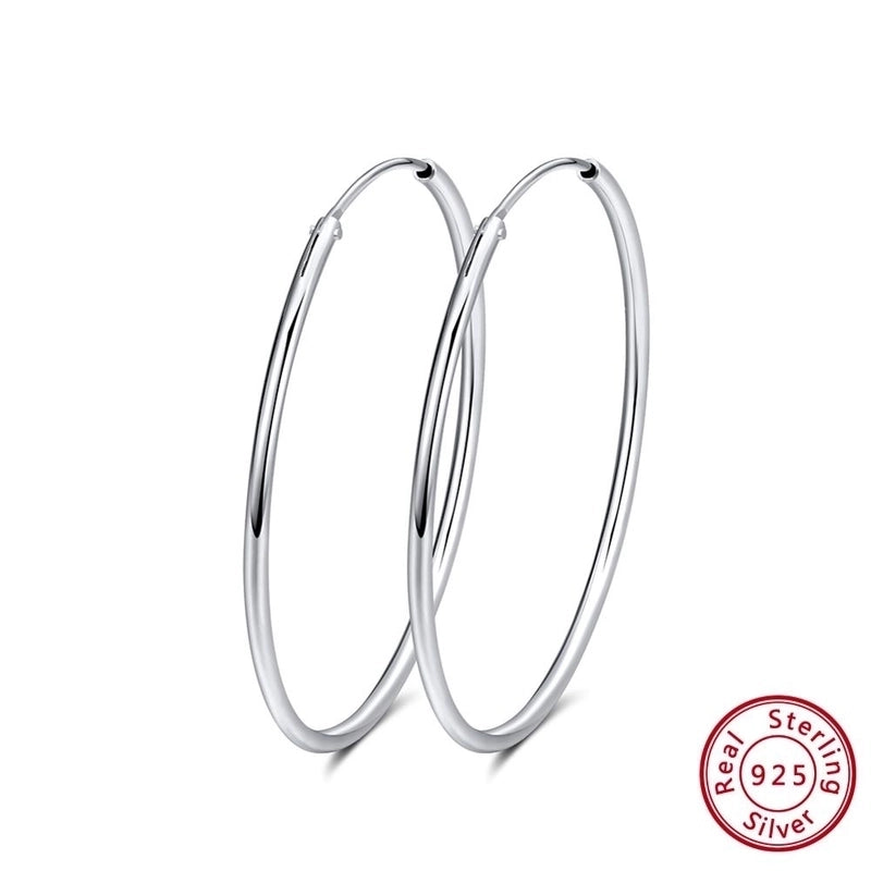 White Gold Plated Silver Plated 925 Sterling Silver Silver ZIRCON Circle Round Oval EARRINGS Hoop Earrings