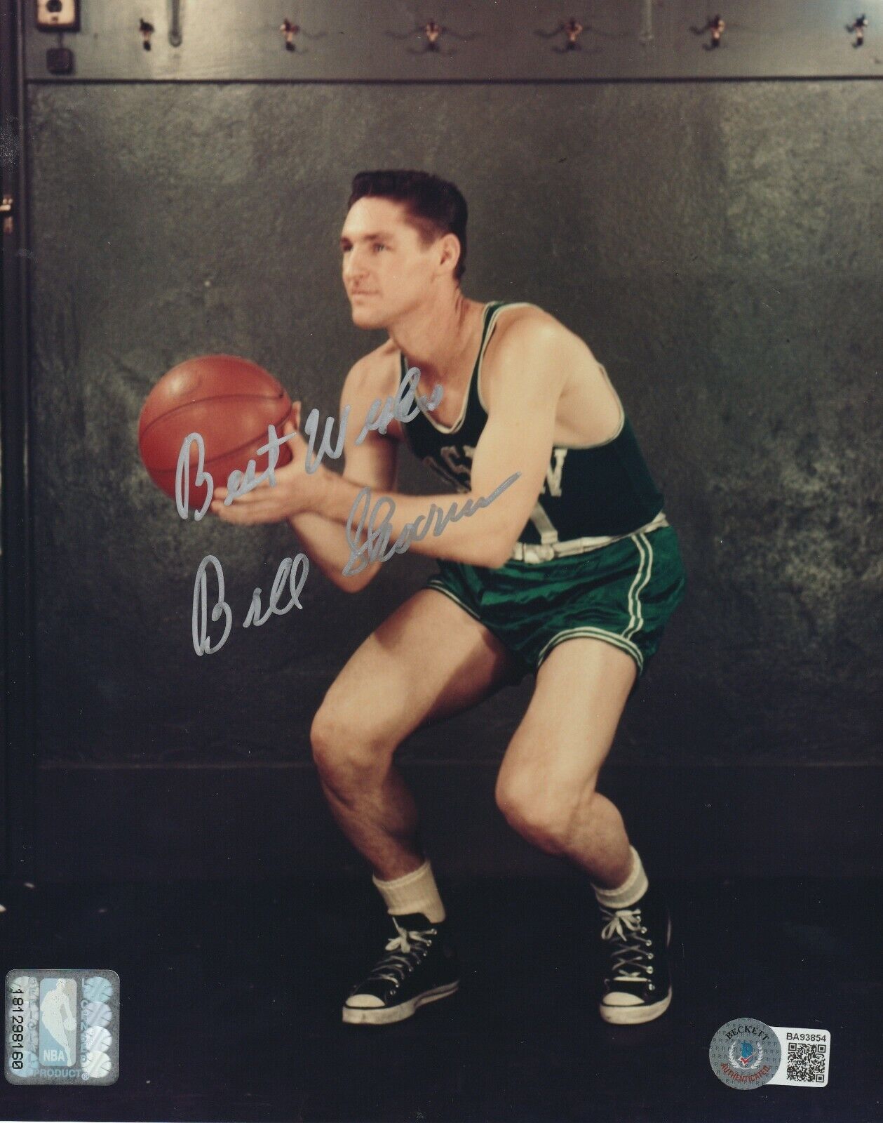 BILL SHARMAN Signed Boston CELTICS 8x10 Photo Poster painting w/ Beckett COA (BAS) - NBA Top 50!