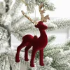 Blue Red White Velvet Elk Christmas Tree Hanging Decor
