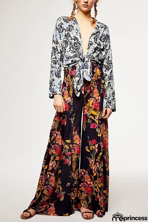 Print Belted Palazzo Pant