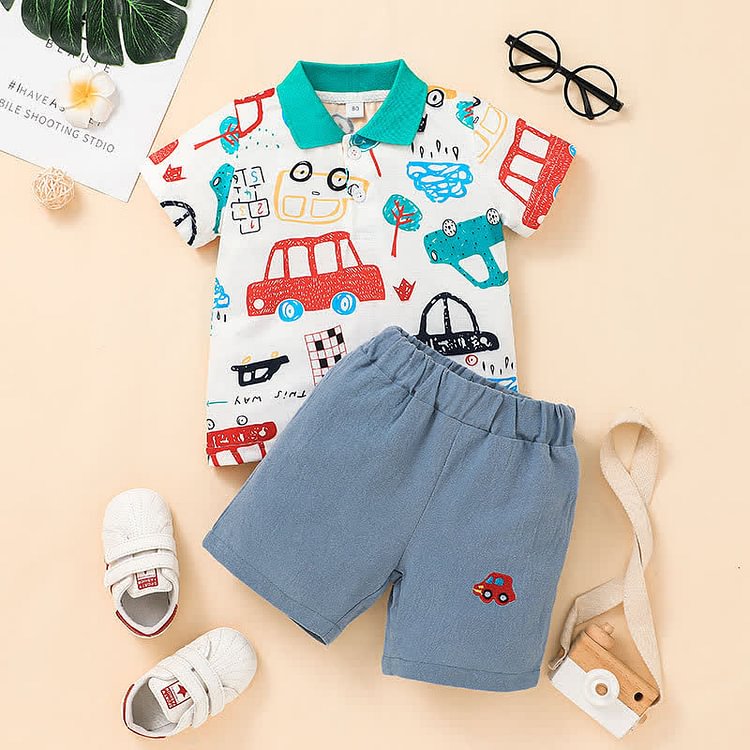 Toddler Boy Car Shirt and Pants Set