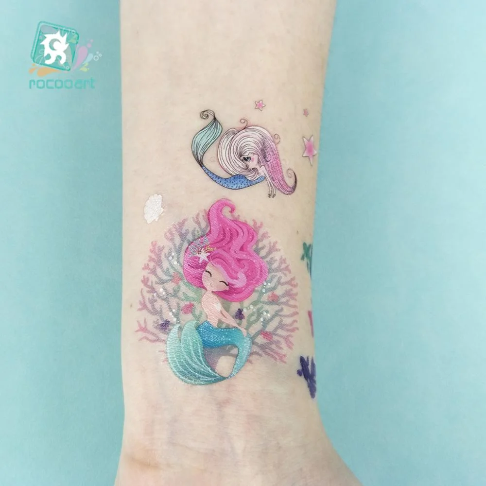 Cartoon Mermaid Temporary Tattoo Sticker Fashion Fake Tatoo Flash Sea-maid Princess Children's Girl award sticker Small Taty