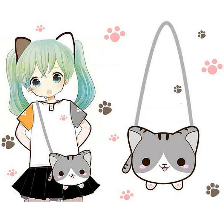 [Neko Atsume] Grey Kawaii Neko Cat Shoulder Bag SP167154
