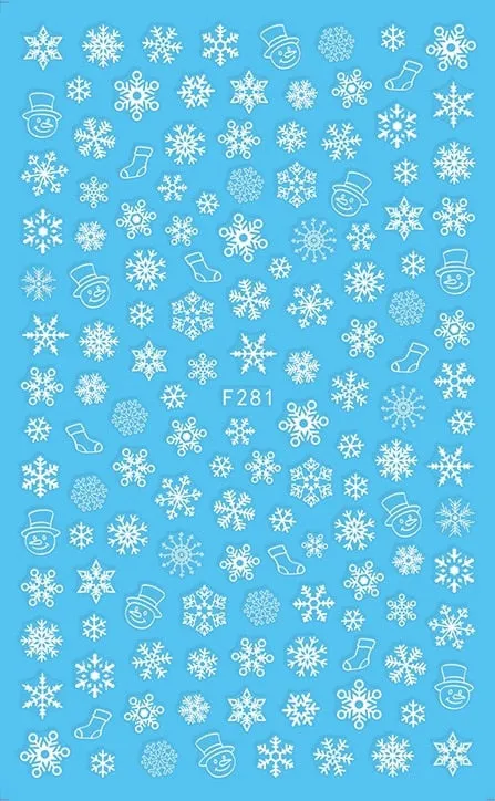 Merry Christmas Deer 3D Nails Sticker Winter Snowflake Elk Xmas Trees Cartoon Adhesive Sliders Nail Art Accessories Decals-Nail Inspo
