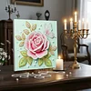 DIY Pearl Painting Pink Roses for Home Decor with Frame(25x25cm)