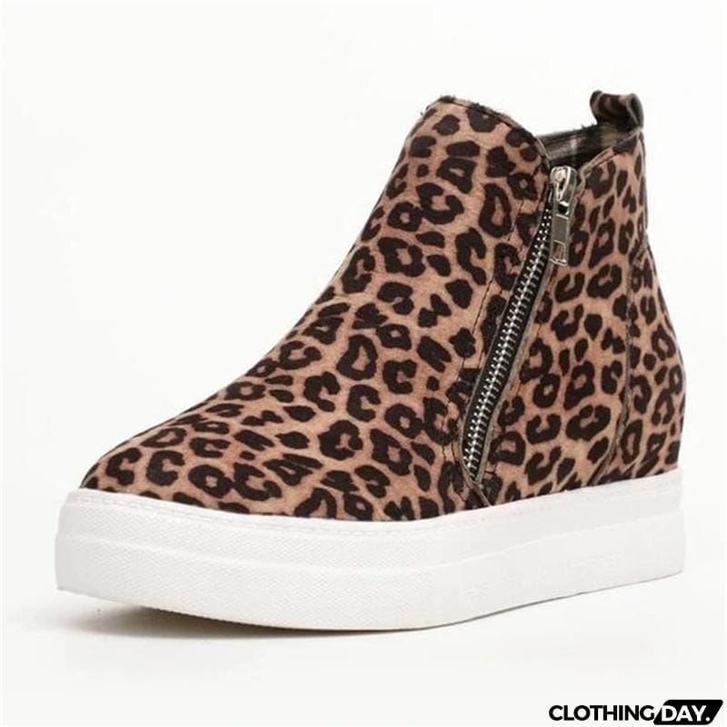 Comfortable Side Zipper Platform Wedge Heel Suede Shoes