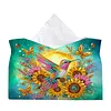 (24cm)Diamond Art Tissue Box Cover DIY PU Desktop Organizer(Sunflowers and birds)
