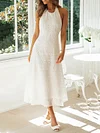 Halter And Backless Lace Sleeveless Midi Dresses