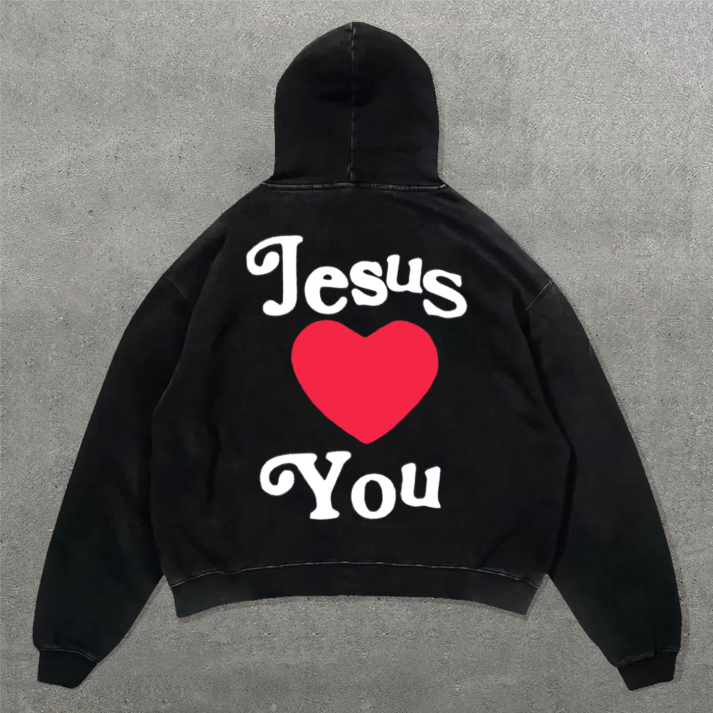Jesus Loves You Print Long Sleeve Hoodies