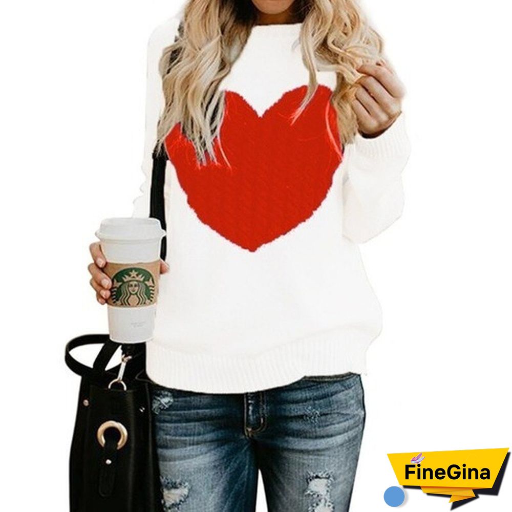 Oversized Sweaters For Women Fashion Autumn Winter Warm Women'S Jumper Loose Love Pattern Sweater Knitted Pullover Female