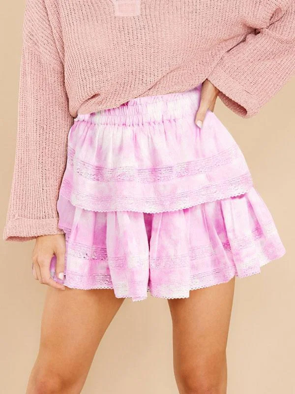 Tie dye mini skirt in pink