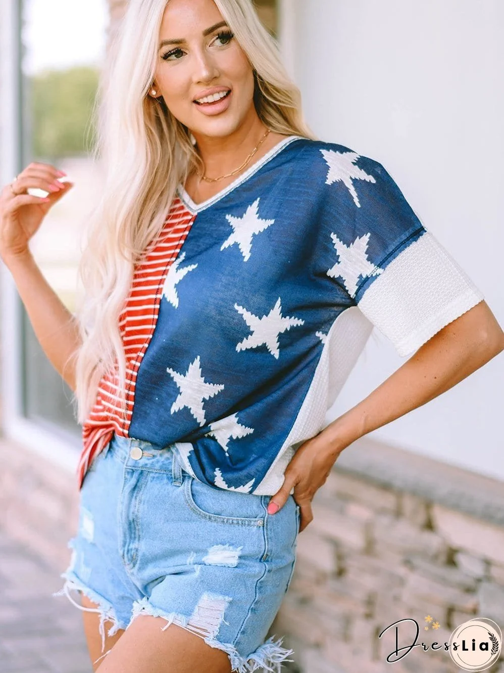 USA Flag Color Block Tee