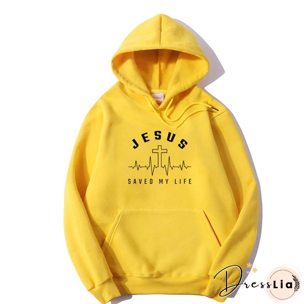 Funny Jesus Saved Life Hooded Coat Fashion Casual Hoodie Long Sleeve Sweatshirt Top