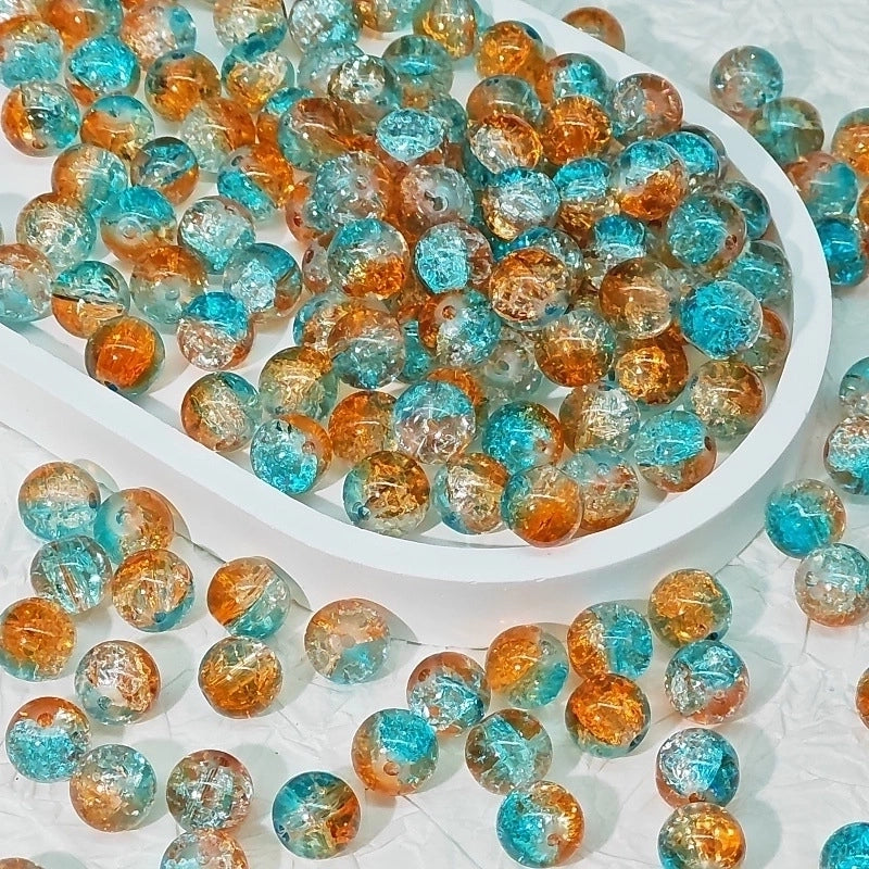 50 PCS/Package Diameter 10mm Diameter 8mm Glass Crackle Glass Beads Round Jewelry Accessories