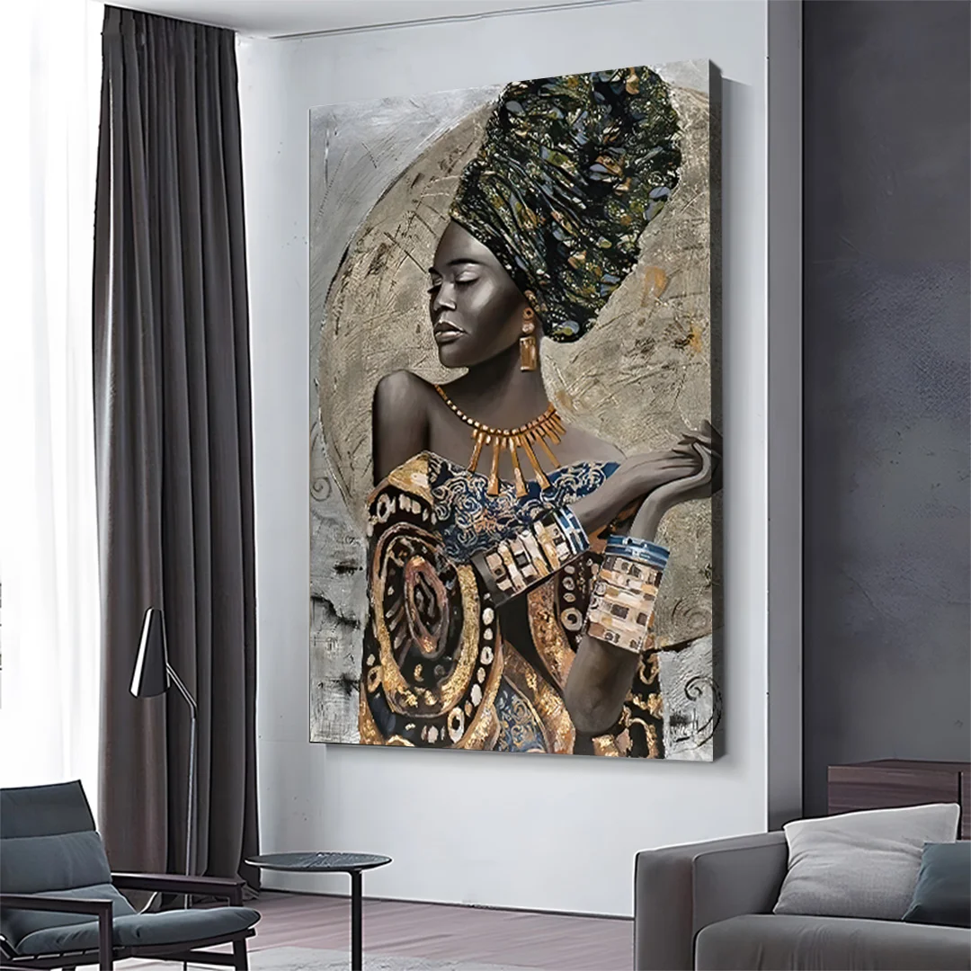 Abstract African Black Woman Canvas Wall Art