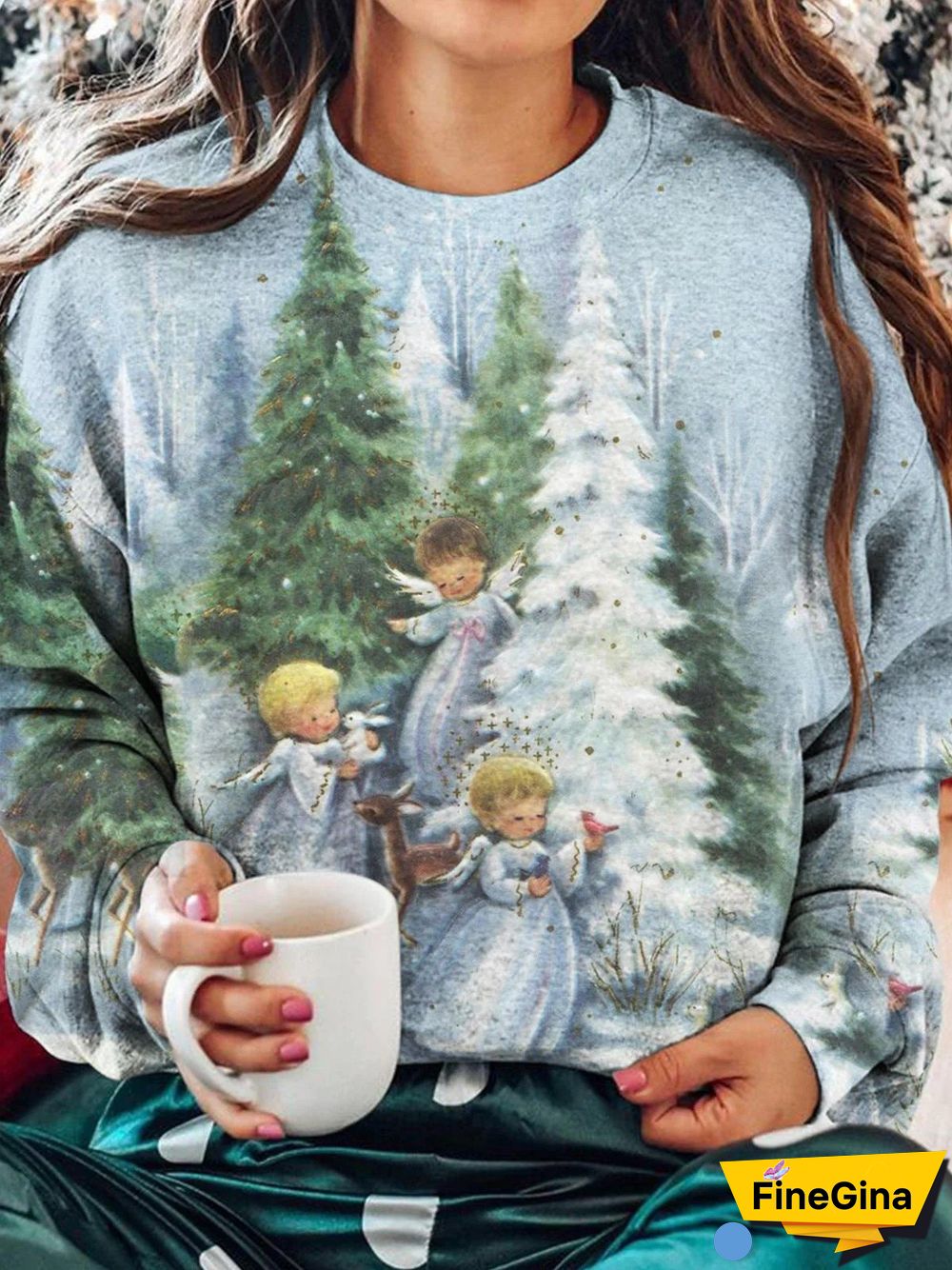 Women's Winter Christmas Tree Print Sweatshirt