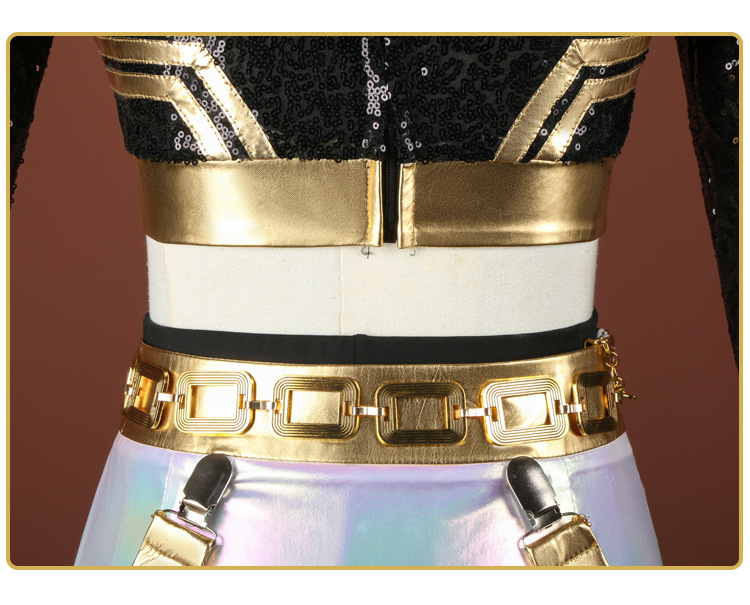 Tegooe Huntrix Zoey Cosplay Costume Wig for Women - Demon Hunter Uniform - BlackWhite Golden - S-3XL