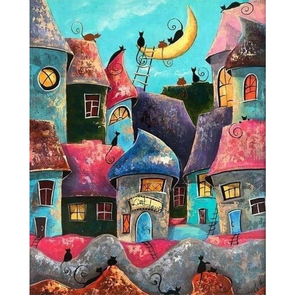 Cat Town-Paint by Numbers-30*40cm/40*50cm