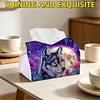 Diamond Painting PU Moon Wolf Tissue Box Tissue Holder