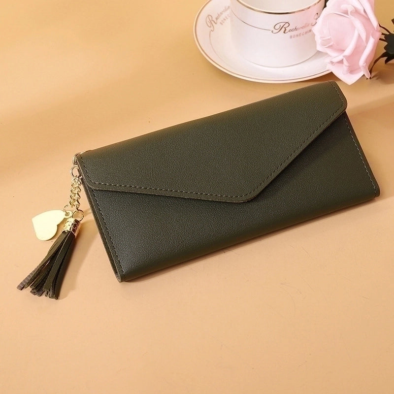 Wallet Ladies New Short Tassel Pendant Litchi Pattern Wallet Card Holder Cute Coin Purse In Stock