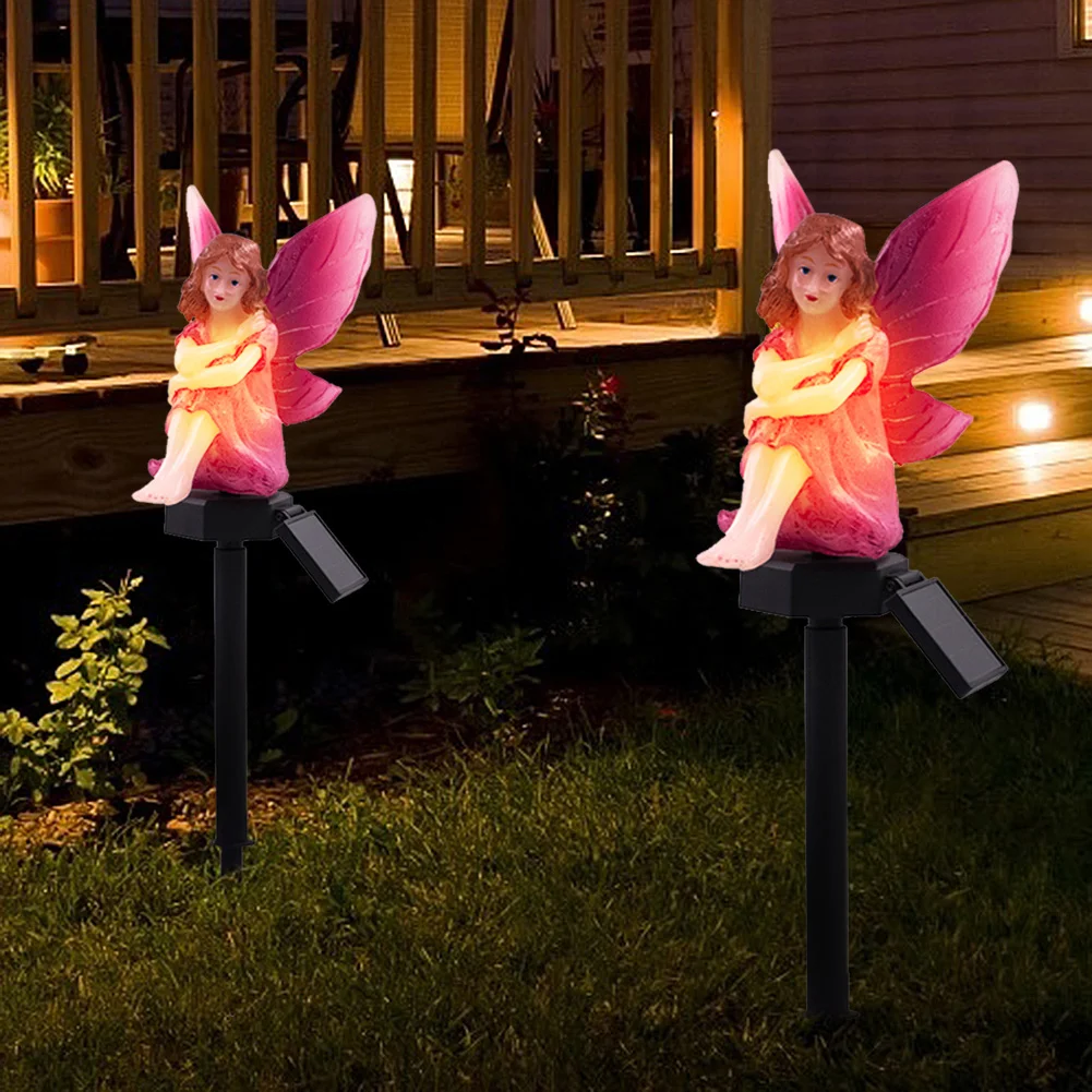 LED Solar Light Flower Fairy Lawn Stake Outdoor Garden Landscape Light (A)