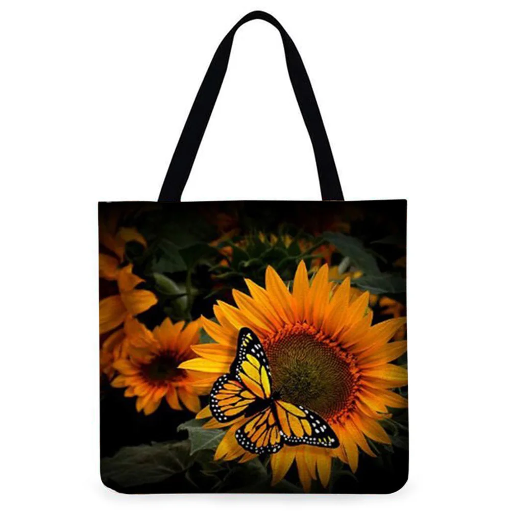 Linen Tote Bag-sunflower