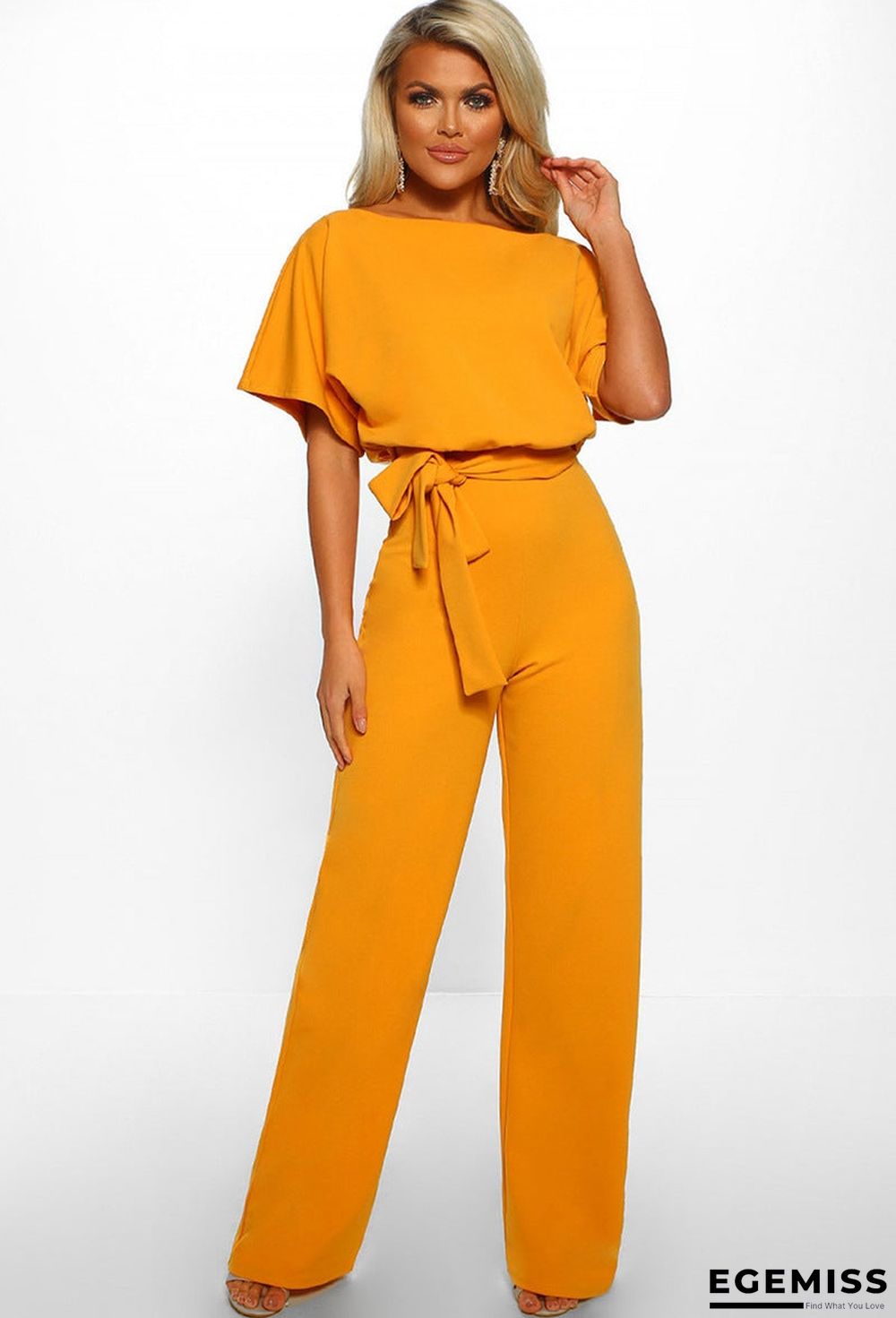 Button Lace-up Short-sleeved Jumpsuit | EGEMISS