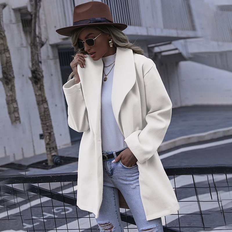 Women's Coat Fashionable Hooded Mid-length Woolen Women Hoodies