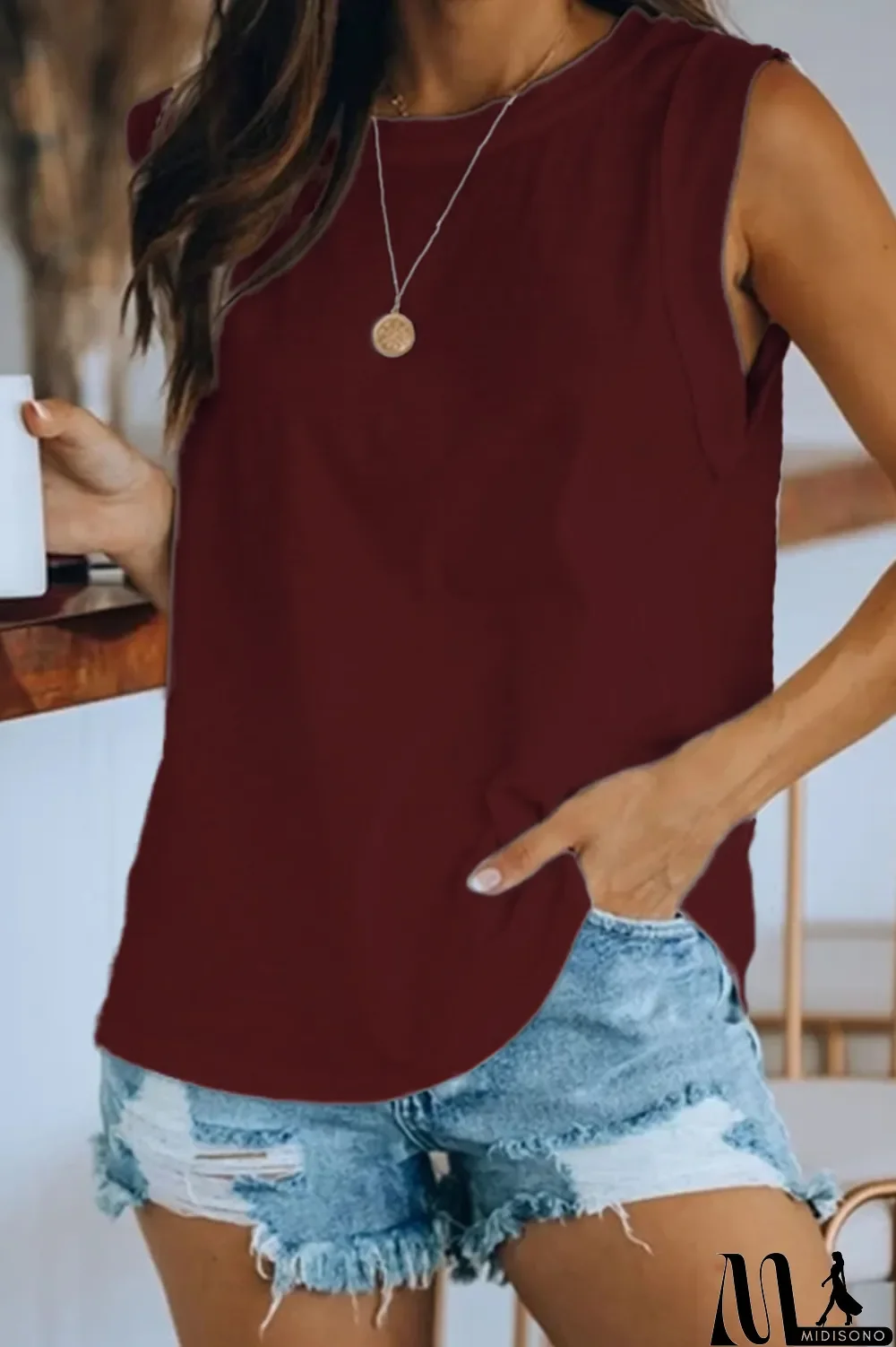 MidiSono - Casual Solid Basic O Neck T-Shirts(4 Colors)