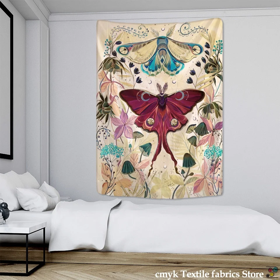 Butterfly Mushroom Tapestry Wall Hanging Colorful Bohemian Hippie TAPIZ Psychedelic Witchcraft Simple Art Room Home Decor