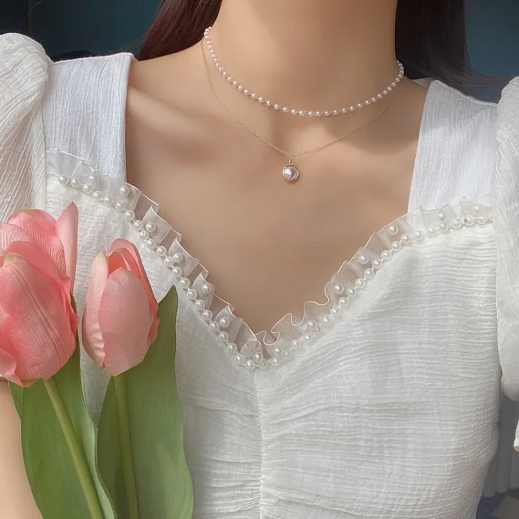 Pearl Lapped With Clavicle Necklace