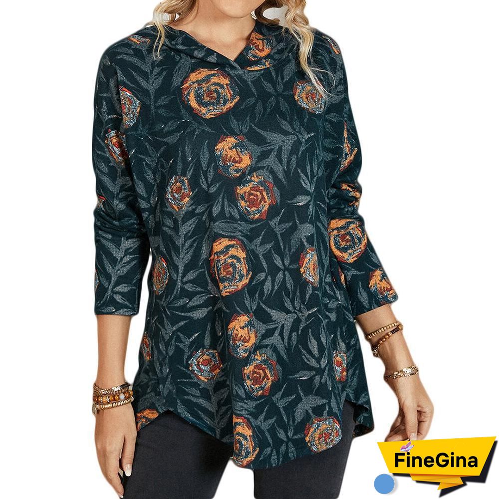 Vintage Print Raglan Sleeve Top