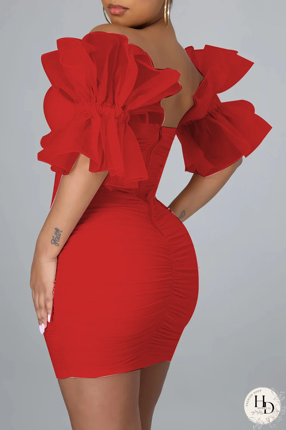 White Sexy Solid Mesh Off the Shoulder Pencil Skirt Dresses