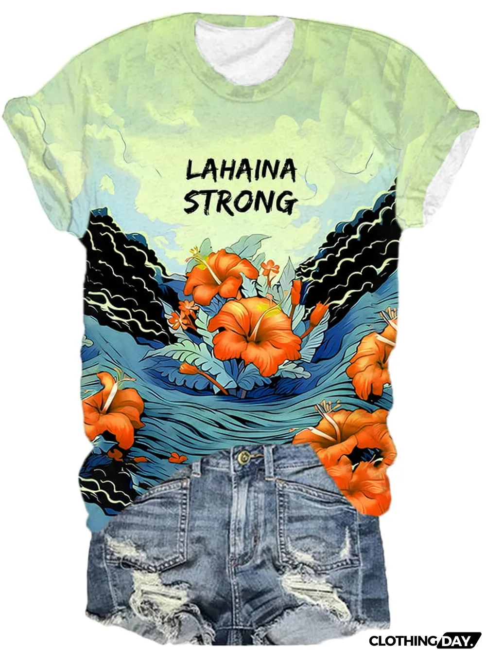 Women's Lahaina Strong Hibicus Casual T-Shirt