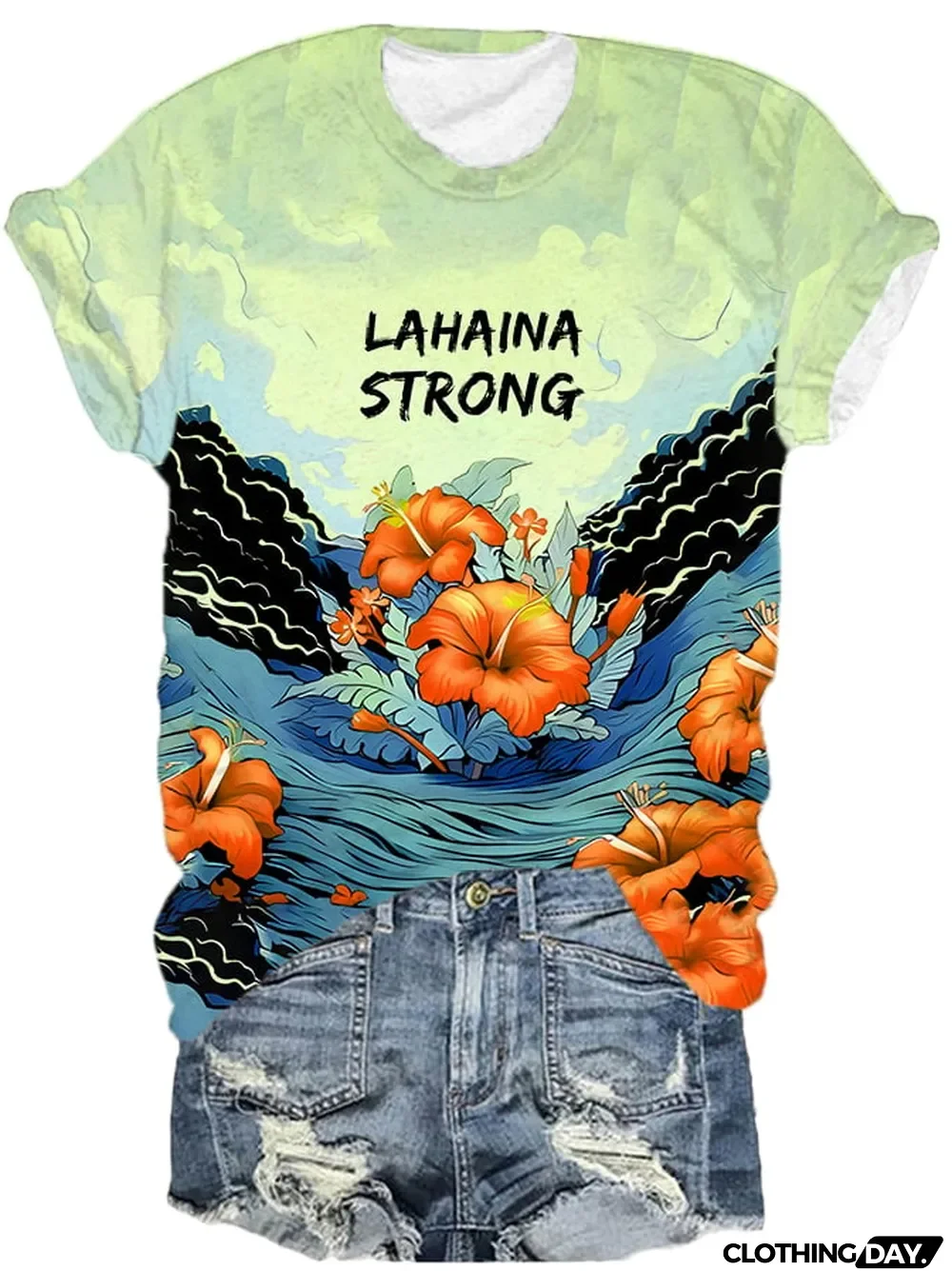 Women's Lahaina Strong Hibicus Casual T-Shirt