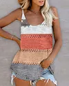 Cheetah Print Colorblock Sleeveless U Neck Tank Top