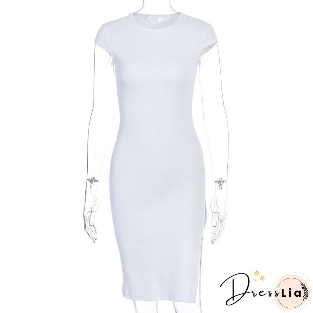 Slit Dress Autumn New Fashion Sexy Sleeveless Round Neck Bag Hip Dresses For Women Vestido De Mujer Woman Dress