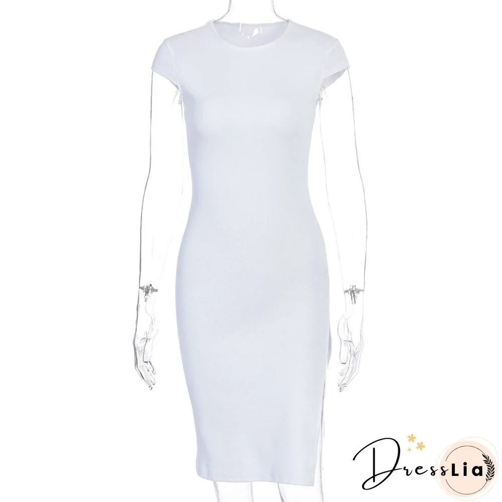 Slit Dress Autumn New Fashion Sexy Sleeveless Round Neck Bag Hip Dresses For Women Vestido De Mujer Woman Dress