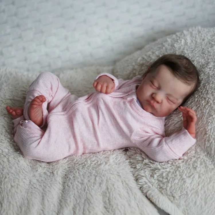  20'' Reborn Baby Doll Realistic Sleeping Girl Batinca with Brown Hair - Reborndollsshop®-Reborndollsshop®