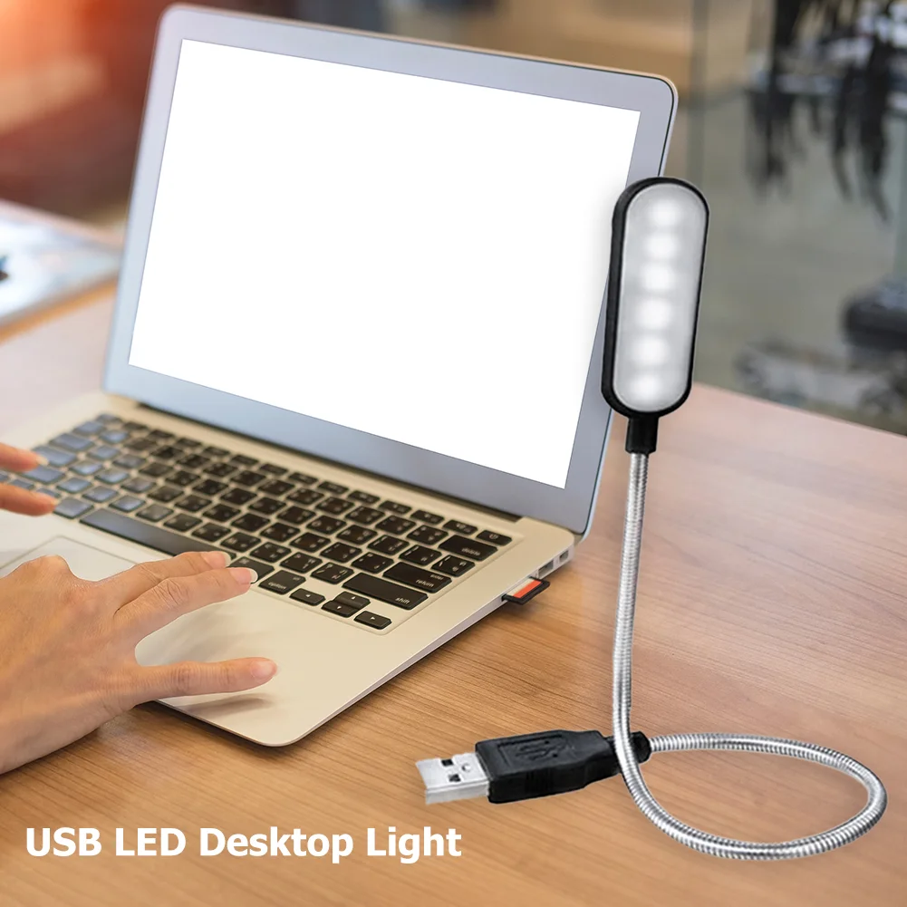 USB LED Desktop Light Portable Study Book Table Lamp Night Light Warm White