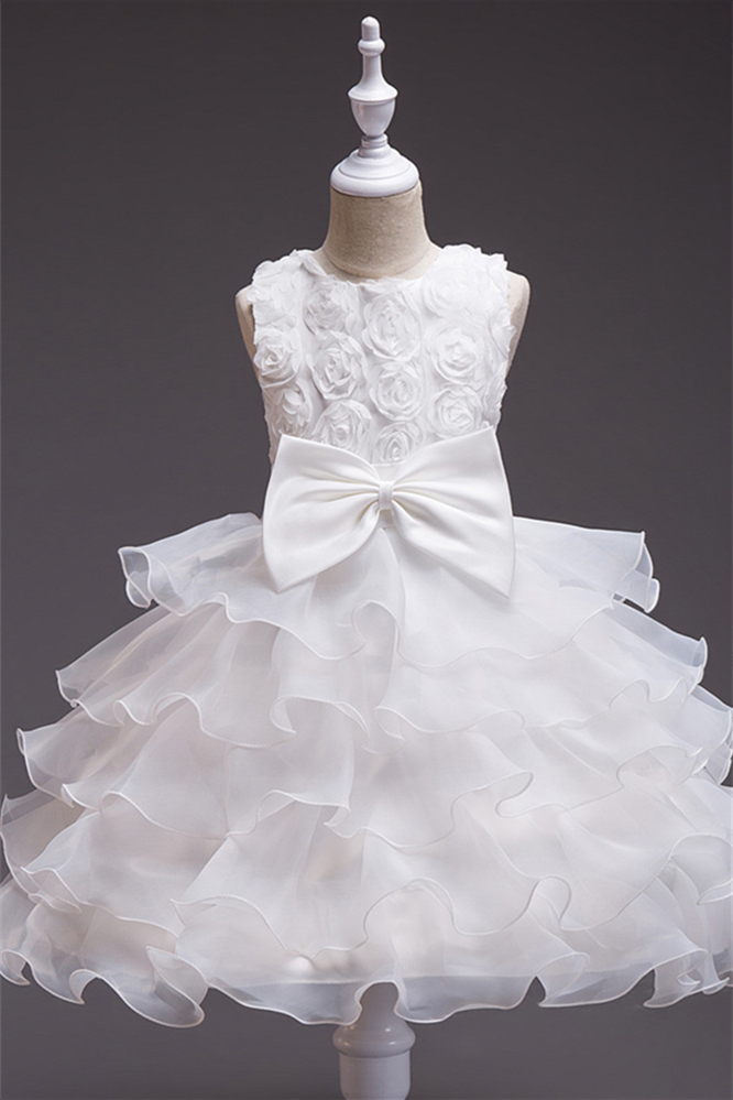 Pretty Sleeveless Tulle Flower Girl Dress Layers With Flowers Bowknot - lulusllly
