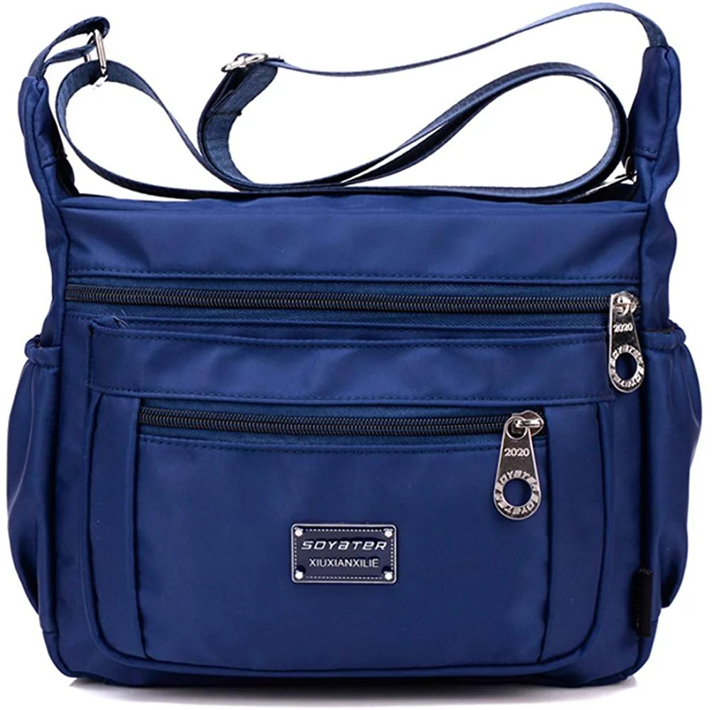 Nylon Crossbody Shoulder Bag, 9 Pockets Protects Against Water