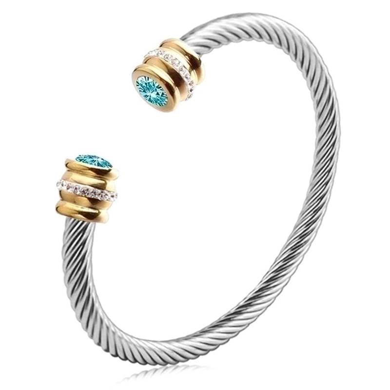 3 Pieces Minimalist Solid Color Stainless Steel Inlay Zircon Cuff Bracelets