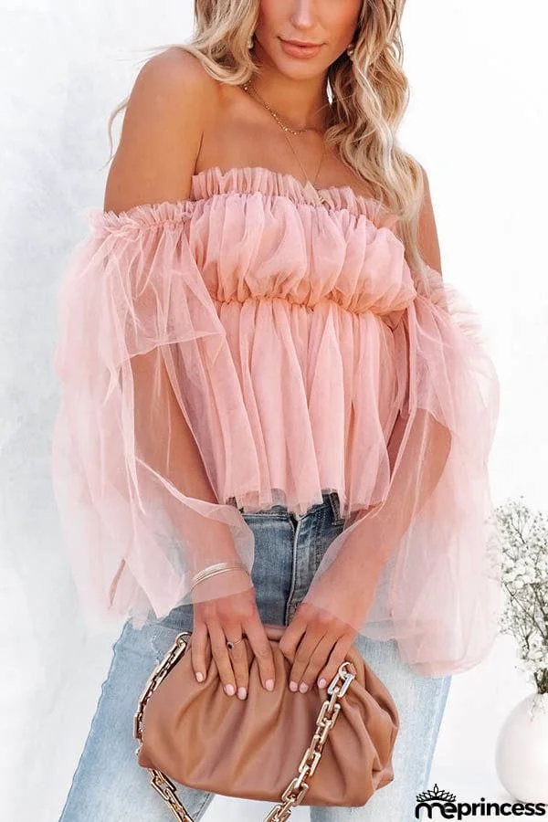 Viana Off The Shoulder Tulle Blouse